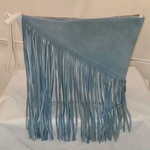 Diane Von Fustenberg Blue Fringe Origami Wristlet
